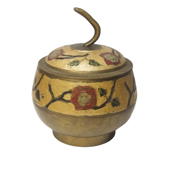 Vintage Penco Industries  Brass Enamel Trinket Box - Picture 2 of 9